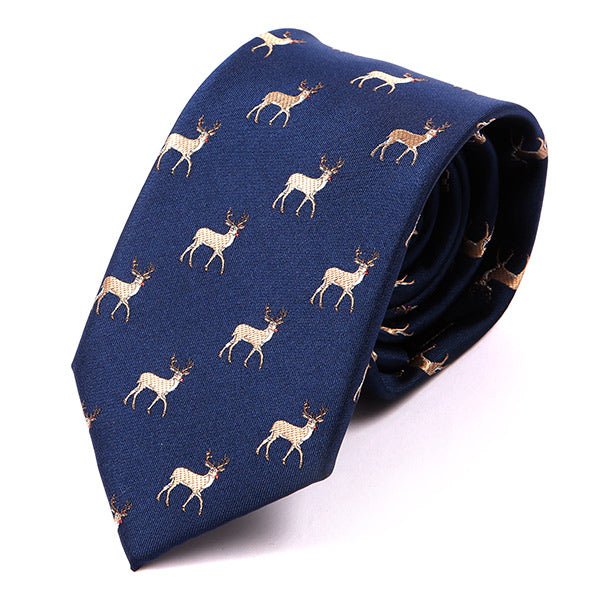 Blue Deer Patterned Tie