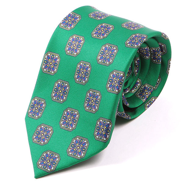 Ore Medallion Green Motif IMS Tie 7.5cm - Tie Doctor  