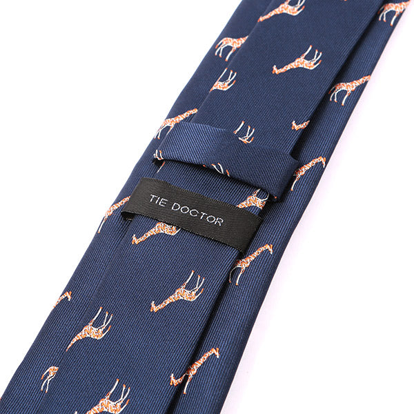 Blue Giraffe Patterned Tie