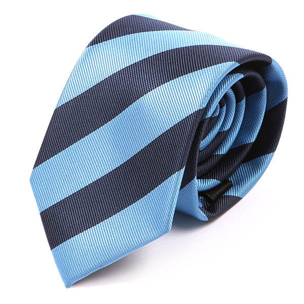 Navy Blue Slim Stripe Tie 7.5cm Ply - Tie Doctor  