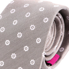 Grey Floral Motif Silk Tie 7.5cm - Tie Doctor  