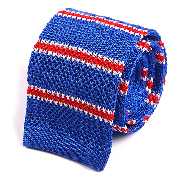 Blue Stripe Silk Knitted Tie │ Style II 6cm - Tie Doctor  