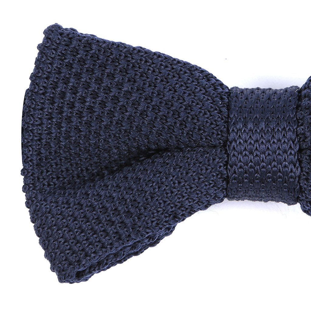 Navy Pre-Tied Knitted Bow Tie - Handmade Limited Edition Ties by Tie Doctor
