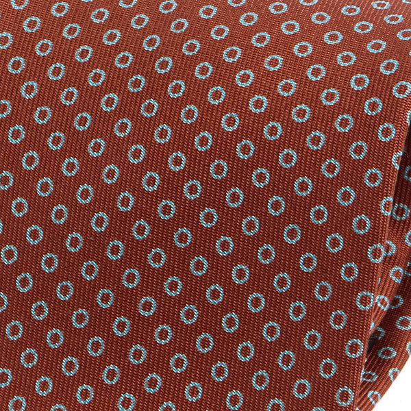 Light Brown Circle Patterned Extra Long Macclesfield Silk Tie