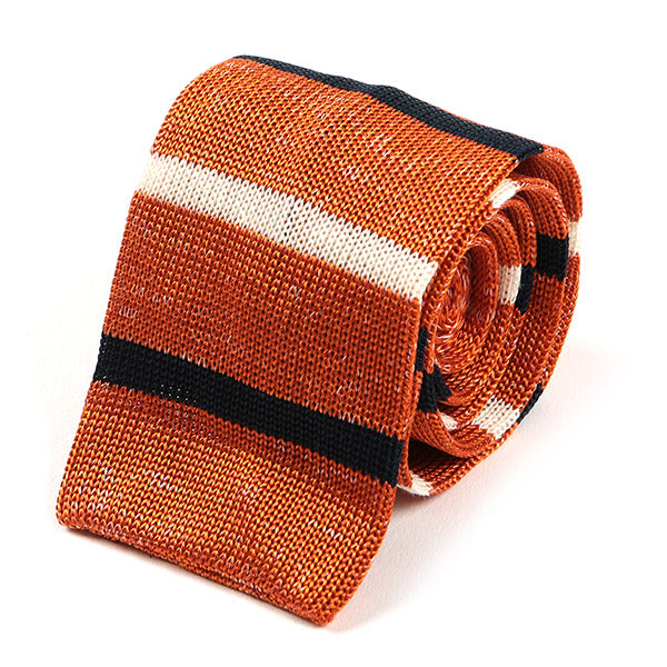 Jide Orange Stripe Silk Knitted Tie, One of One