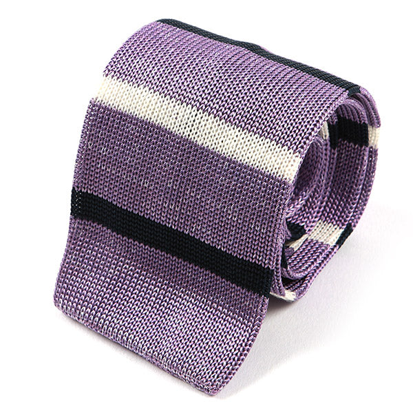 Jide Purple Stripe Silk Knitted Tie, One of One