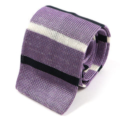 Jide Purple Stripe Silk Knitted Tie, One of One - Tie Doctor  