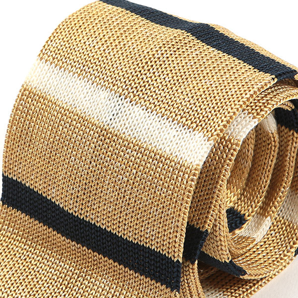 Jide Cream Stripe Silk Knitted Tie, One of One