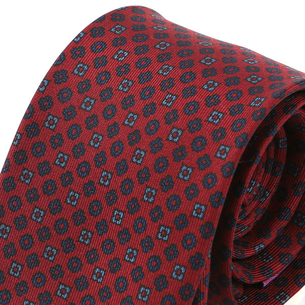 Niyi Red Floral Motif Macclesfield Silk Tie 7.5cm