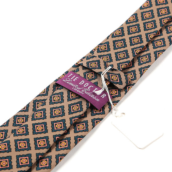 Lanre Cream Square Macclesfield Silk Tie 7.5cm