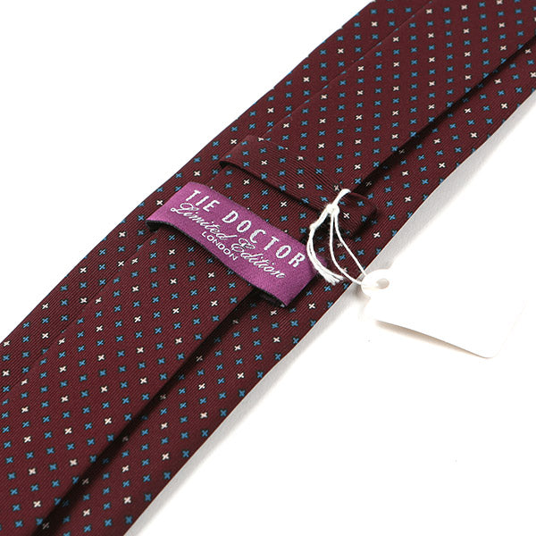Burgundy Star Motif Macclesfield Silk Tie 7.5cm - Tie Doctor  