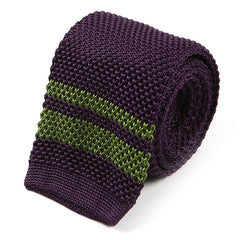 Purple & Green Striped Tip Silk Knitted Tie 6cm - Tie Doctor  