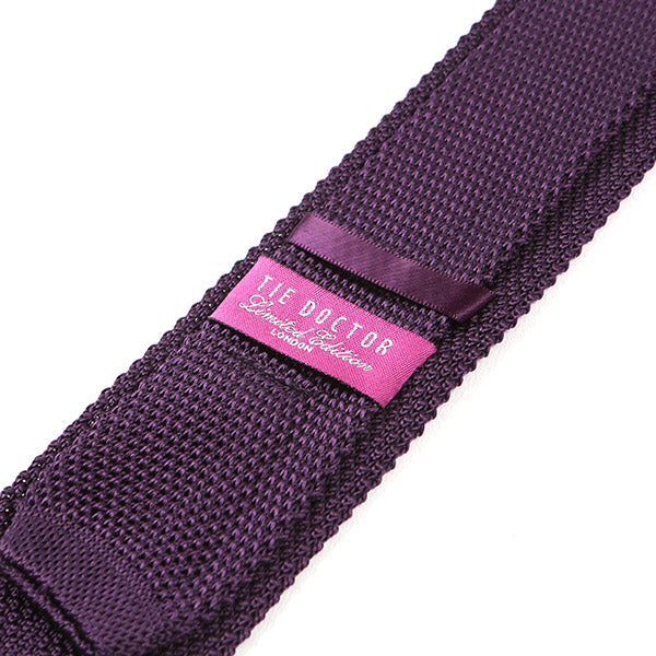 Purple & Green Striped Tip Silk Knitted Tie 6cm