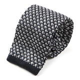 Sonia Blue & White Silk Knitted Tie 6.5cm