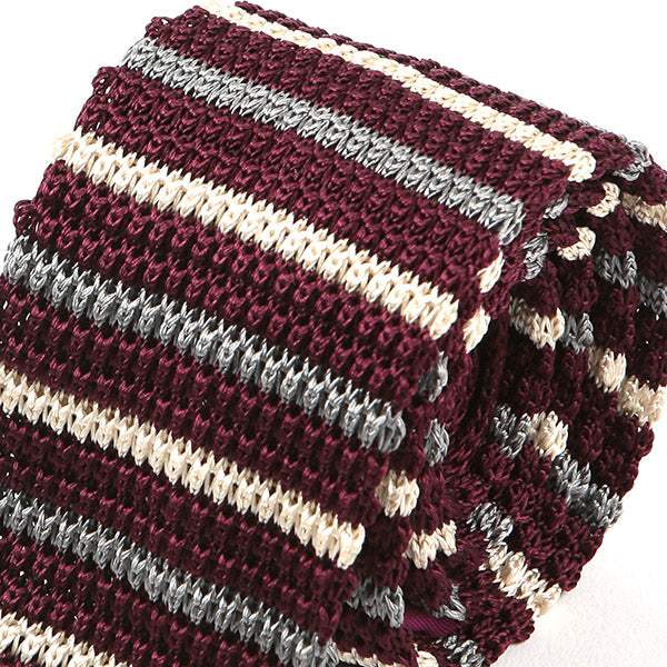 Munro Wine Striped Silk Knitted Tie 6cm - Tie Doctor  