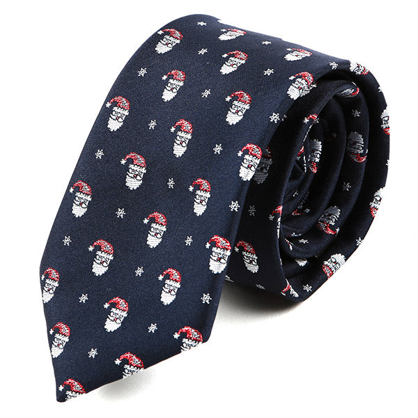 Navy Blue Santa Motif Christmas Tie - Tie Doctor  