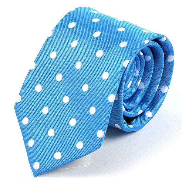 Light Blue Tie with White Polka Dots - Tie Doctor  