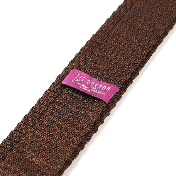 Brown Raised Silk Knitted Tie 6cm