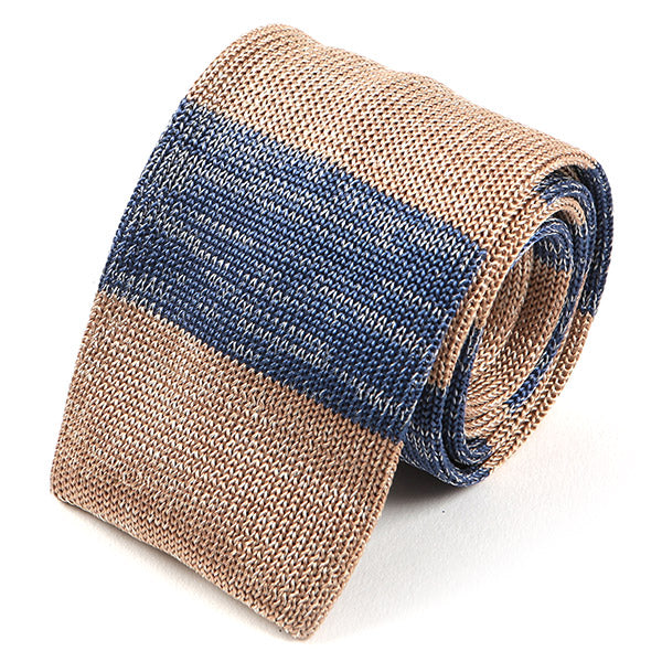 Janis Brown And Blue Silk Knitted Tie - Tie Doctor  