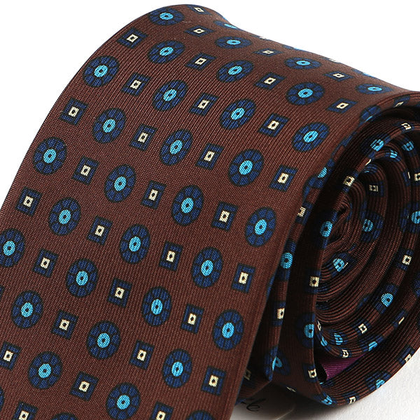 Dark Brown & Blue Macclesfield Silk Tie 7.5cm - Tie Doctor  