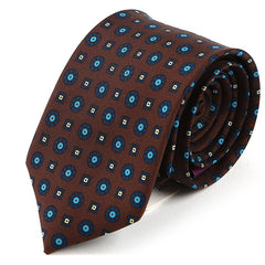 Dark Brown & Blue Macclesfield Silk Tie 7.5cm - Tie Doctor  