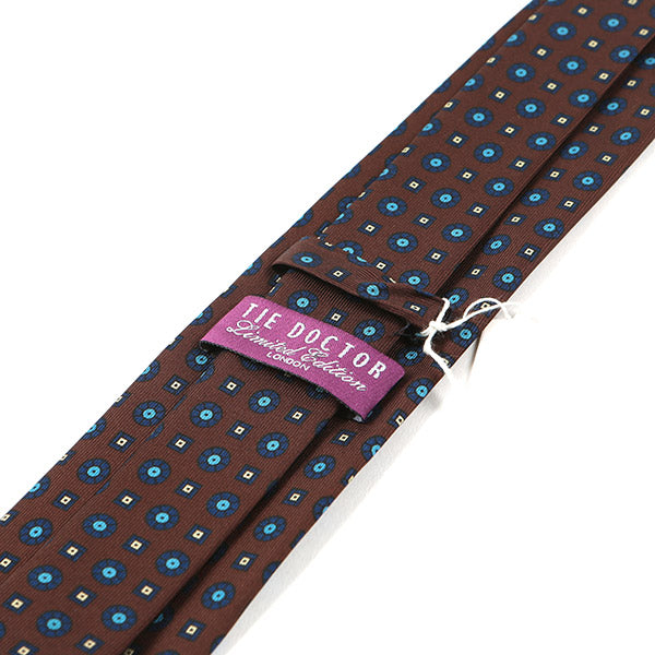Dark Brown & Blue Macclesfield Silk Tie 7.5cm - Tie Doctor  