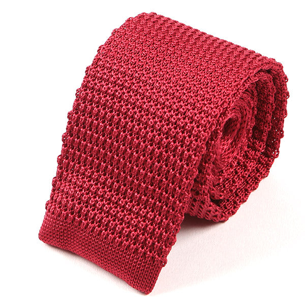 Crimson Red Silk Knitted Tie 6cm