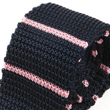 Blue & Pink Stripe Silk Knitted Tie 6cm