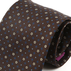 Unique Brown Floral XL Macclesfield Silk Tie 8.5cm - Tie Doctor  