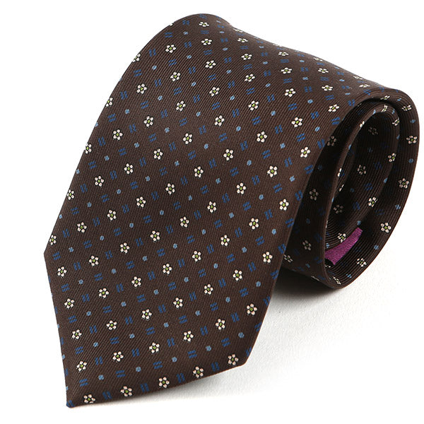 Unique Brown Floral Macclesfield Silk Tie 7.5cm - Tie Doctor  