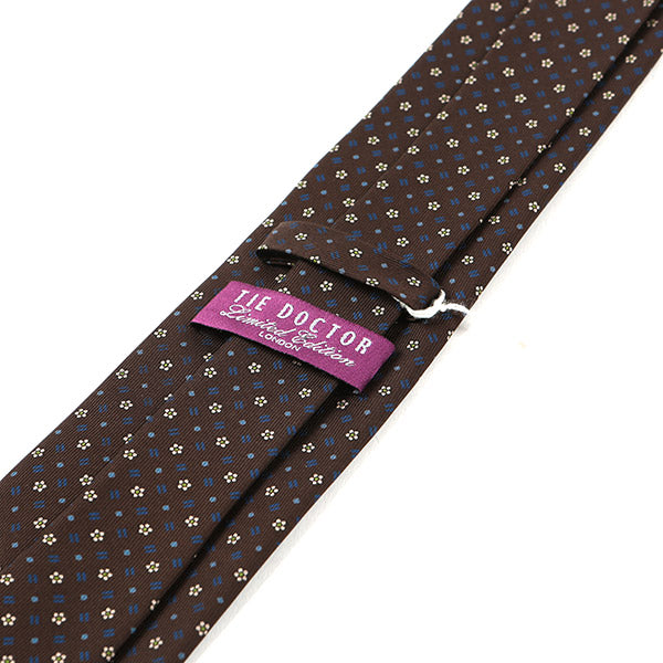 Unique Brown Floral Macclesfield Silk Tie 7.5cm - Tie Doctor  