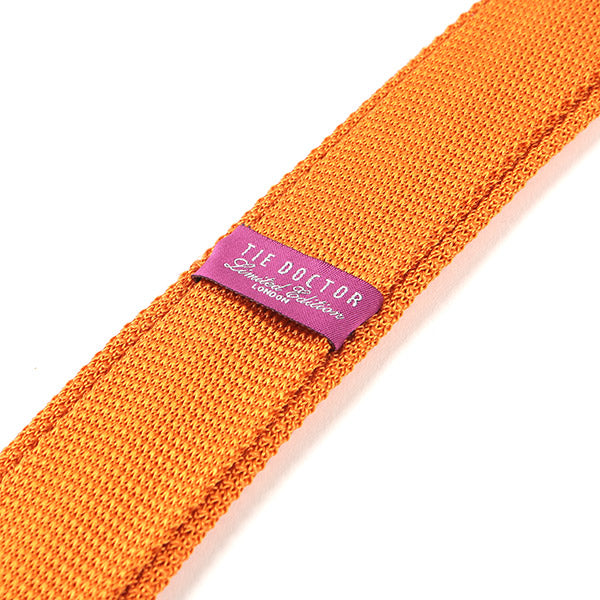 Orange Polka Dot Silk Knitted Tie 5.5cm