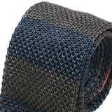 Fiyin Blue & Grey Striped Silk Knitted Tie