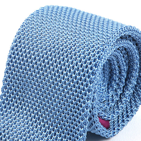 Light Blue Silk Knitted Tie 6cm