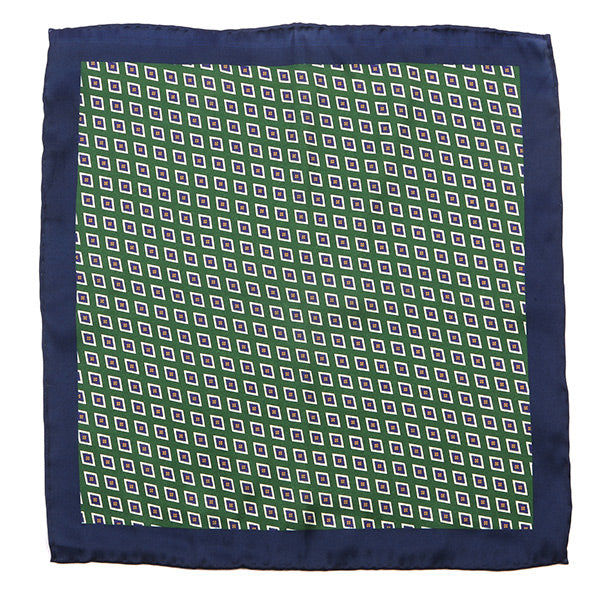 Green Vintage Diamond Mac 33cm Pocket Square - Tie Doctor  