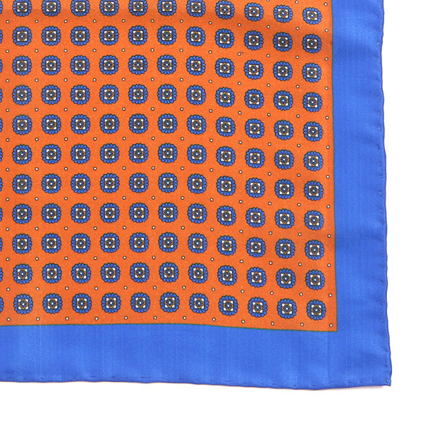 Abramo Orange Medallion Motif 33cm Pocket Square - Tie Doctor  