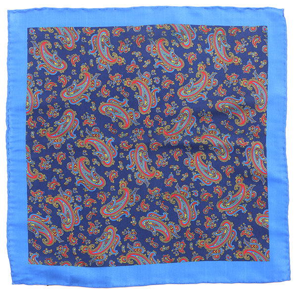 Blue Frederick Paisley Pocket Square - Tie Doctor  