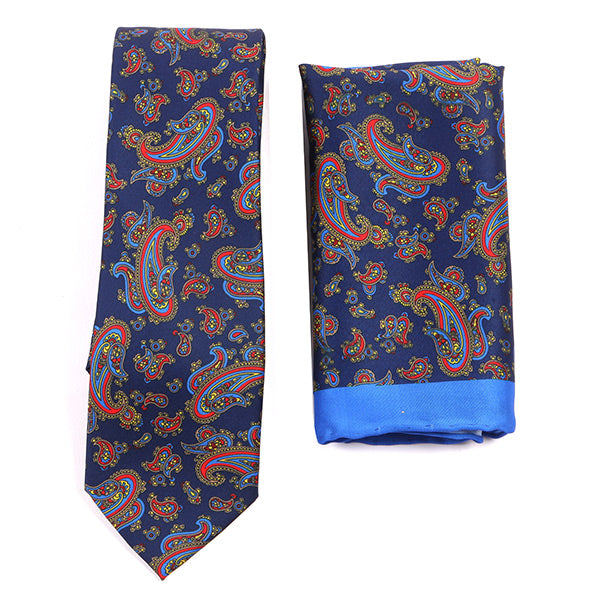 Blue Frederick Paisley Tie & Pocket Square Set