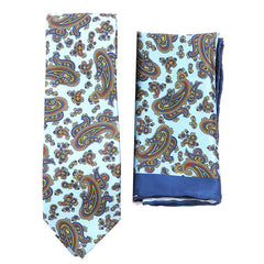 Light Blue Frederick Paisley Tie & Pocket Square Set - Tie Doctor  