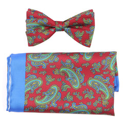 Red Frederick Paisley Bow Tie & Pocket Square Set - Tie Doctor  