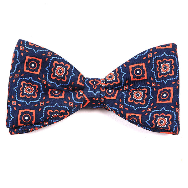 Cass Blue & Orange Mac-Inspired Motif Print Bow Tie - Tie Doctor  