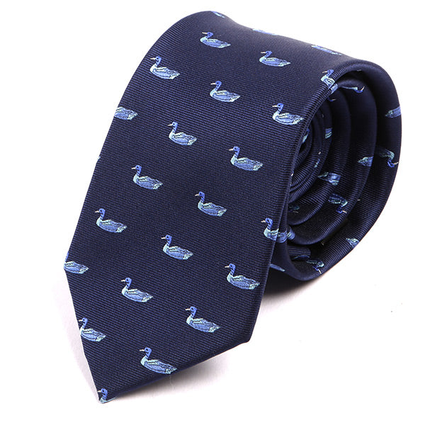 Navy Blue Duck Motif Tie 7.5cm - Tie Doctor  
