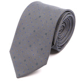 Grey & Blue Pattern Printed Silk Tie 7.5cm