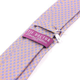 Lilac Printed Extra Long Macclesfield Silk Tie 8cm