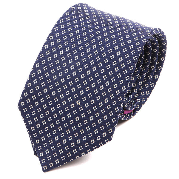Classic Blue Lars Printed Macclesfield Silk Tie - Tie Doctor  