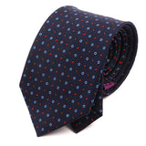 Navy & Red Micro XL Patterned Macclesfield Silk Tie
