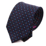 Navy & Red Micro Patterned 7.5cm Macclesfield Silk Tie