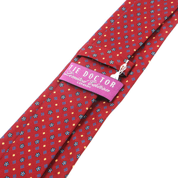 Rich Red & Blue Extra Long Silk Tie 8cm