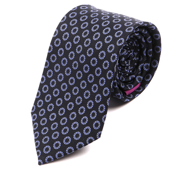 Dark Navy Blue & Purple Circle Printed Silk Tie - Tie Doctor  