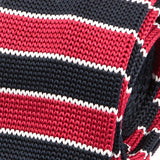 Navy & Light Red Striped Knit Tie